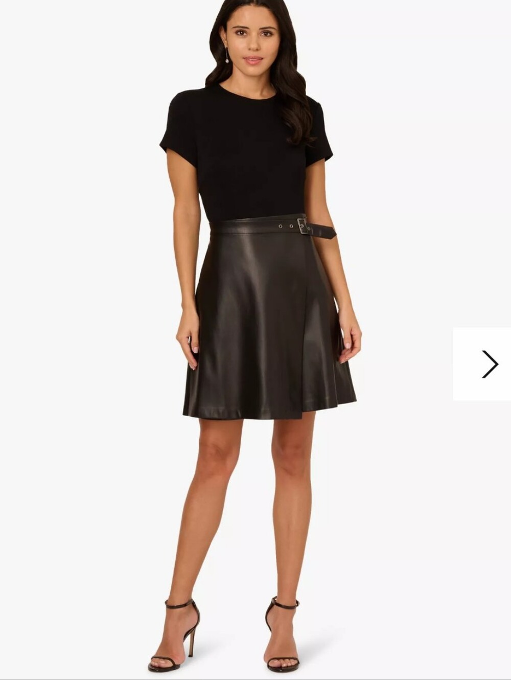 Adrianna Papell Ponte Faux Leather Dress, Black - Picture 2 of 12